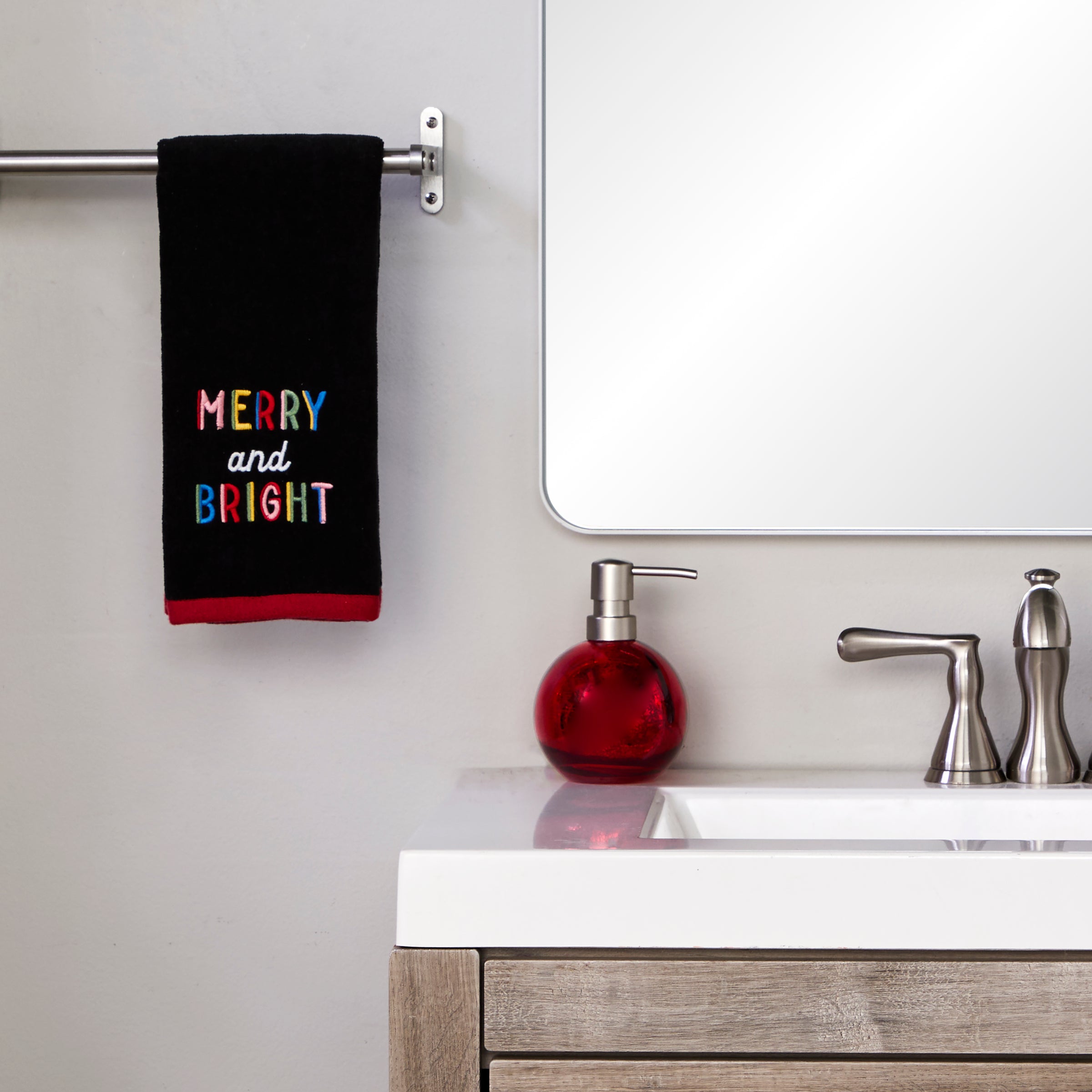 Rainbow Merry 2-Piece Hand Towel Set, Black