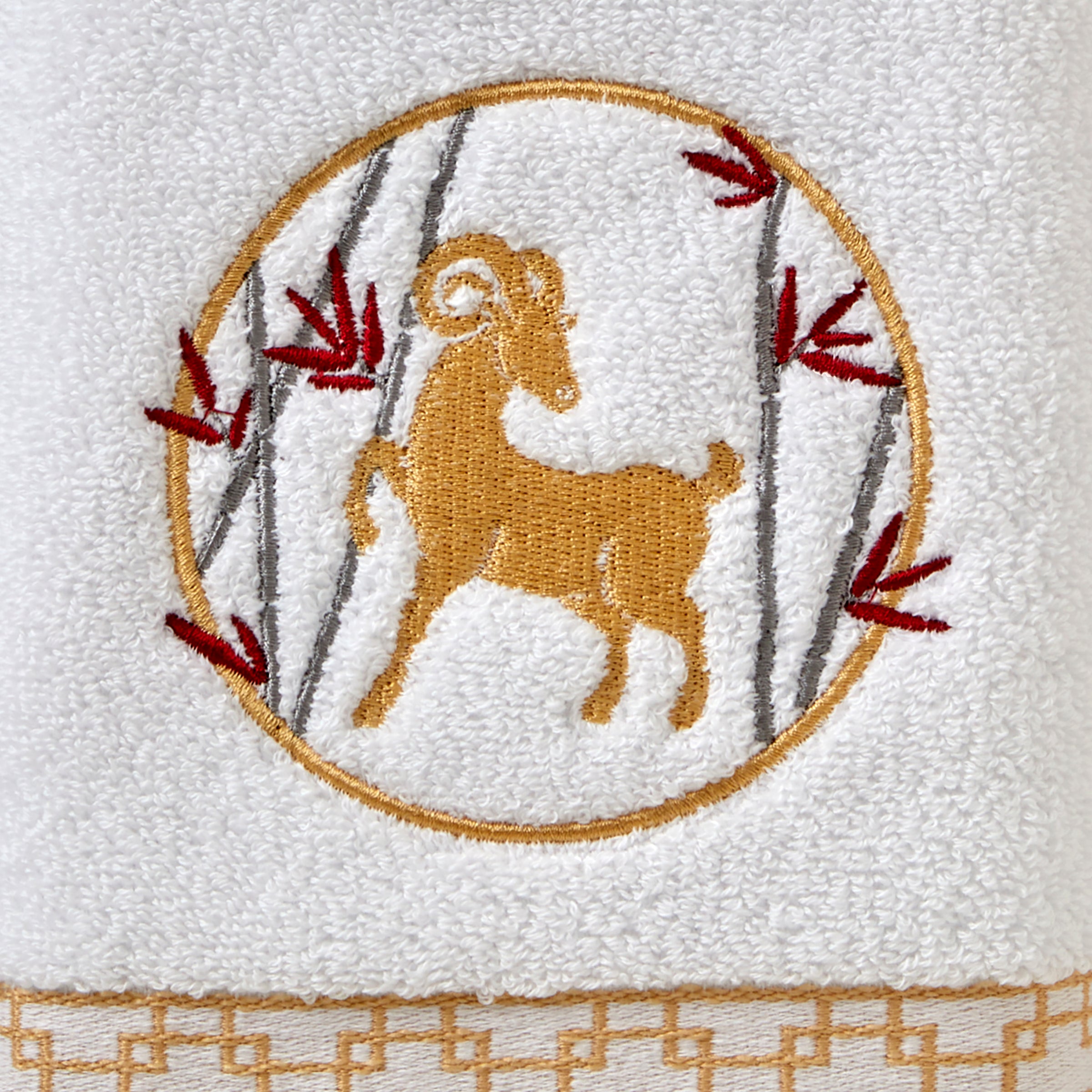 Vern Yip by SKL Home, Zodiac Ram 2-Piece Hand Towel Set, White