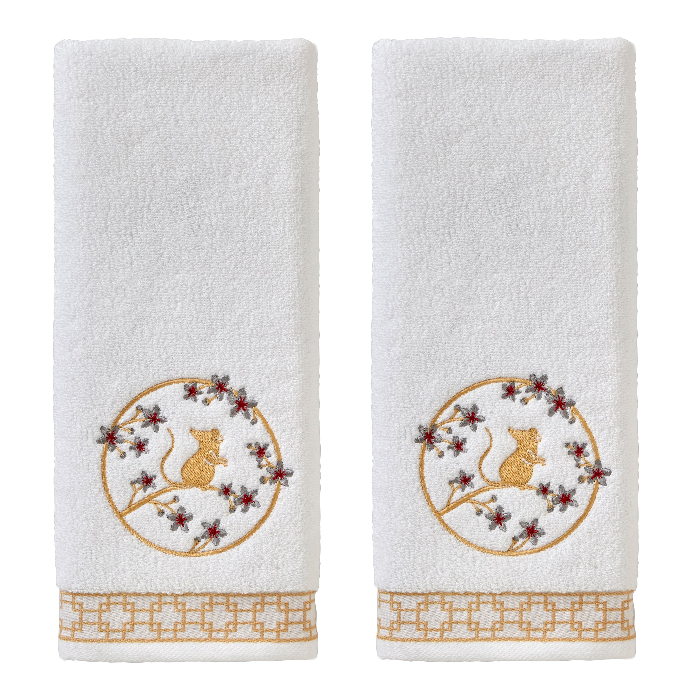 Vern Yip by SKL Home, Zodiac Rat 2-Piece Hand Towel Set, White