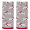 Red Scarf Dachshunds Jacquard 2-Piece Hand Towel Set, Gray