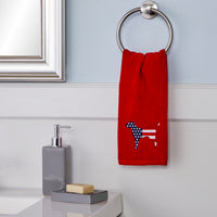 Red White & Blue Hound 2-Piece Hand Towel Set, Red