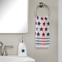 Red White & Stars Jacquard 2-Piece Hand Towel Set, Multi