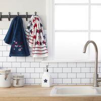 Red White & Stars Jacquard 2-Piece Hand Towel Set, Multi