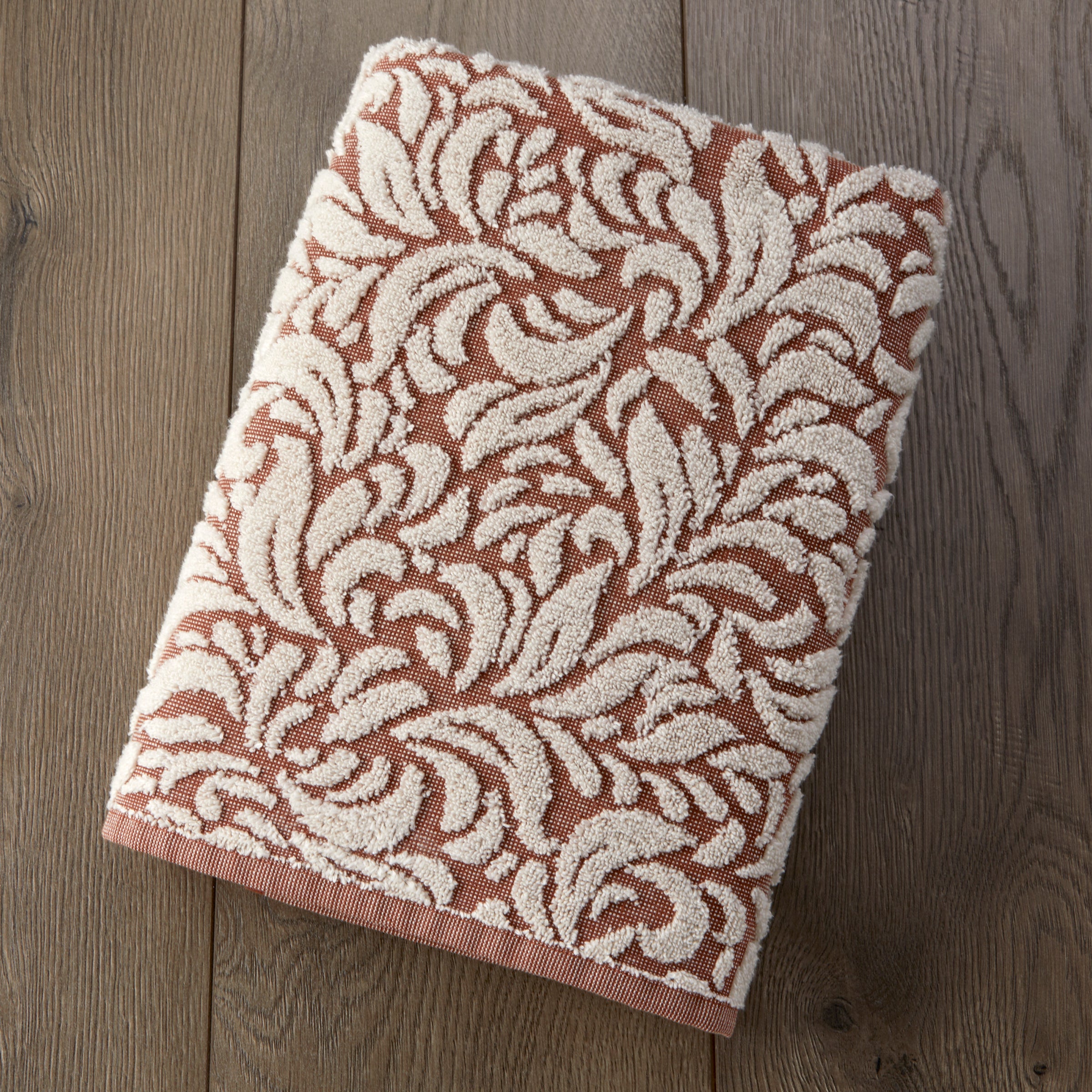 Renan Turkish Cotton Jacquard Bath Towel, Clay/Oxford