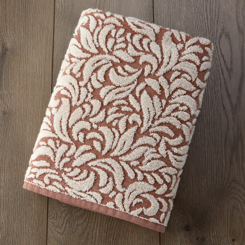 Renan Turkish Cotton Jacquard Bath Towel, Clay/Oxford