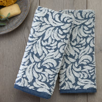 Renan Turkish Cotton Jacquard 2-Piece Hand Towel Set, Blue/Oxford