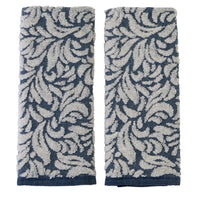 Renan Turkish Cotton Jacquard 2-Piece Hand Towel Set, Blue/Oxford