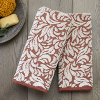 Renan Turkish Cotton Jacquard 2-Piece Hand Towel Set, Clay/Oxford