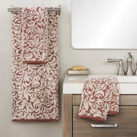 Renan Turkish Cotton Jacquard 2-Piece Hand Towel Set, Clay/Oxford