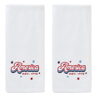 Retro America 2-Piece Hand Towel Set, White