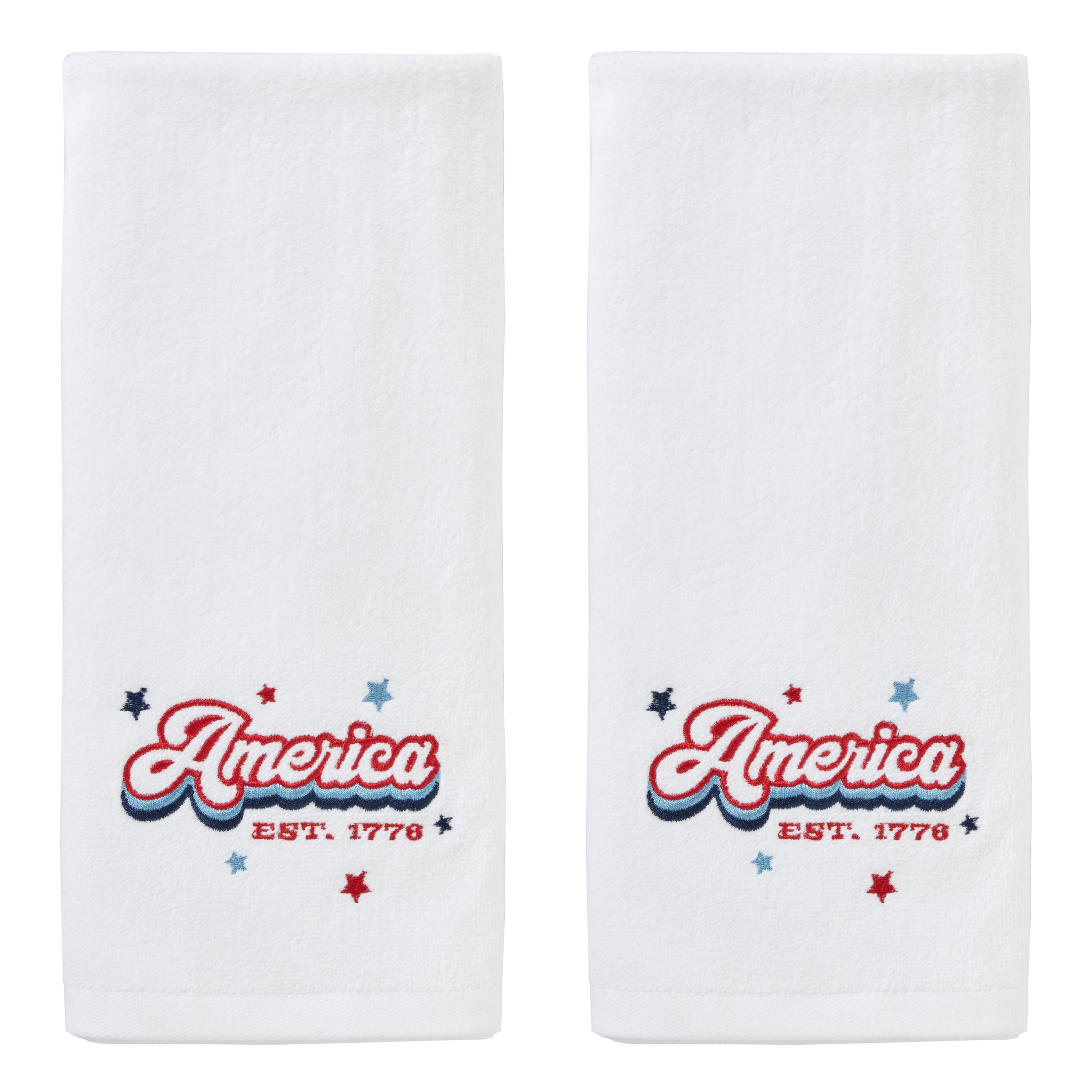 Retro America 2-Piece Hand Towel Set, White