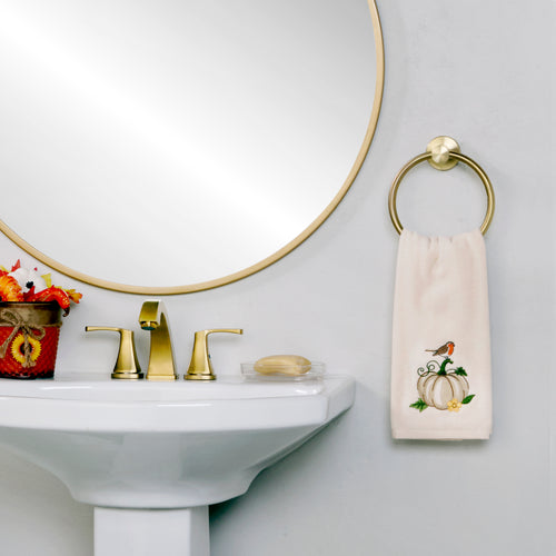 Robin On Pumpkin 2-Piece Hand Towel Set, Natural