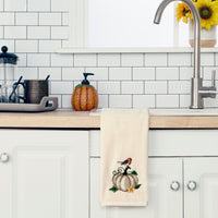 Robin On Pumpkin 2-Piece Hand Towel Set, Natural