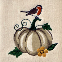 Robin On Pumpkin 2-Piece Hand Towel Set, Natural