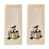Robin On Pumpkin 2-Piece Hand Towel Set, Natural