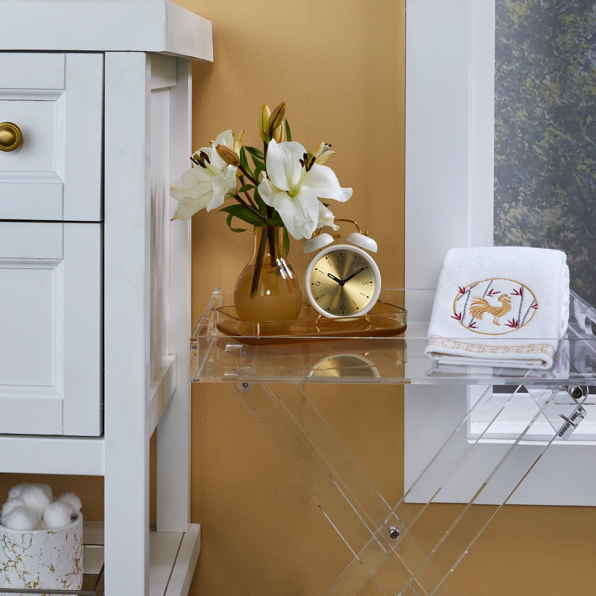 Vern Yip by SKL Home, Zodiac Rooster 2-Piece Hand Towel Set, White