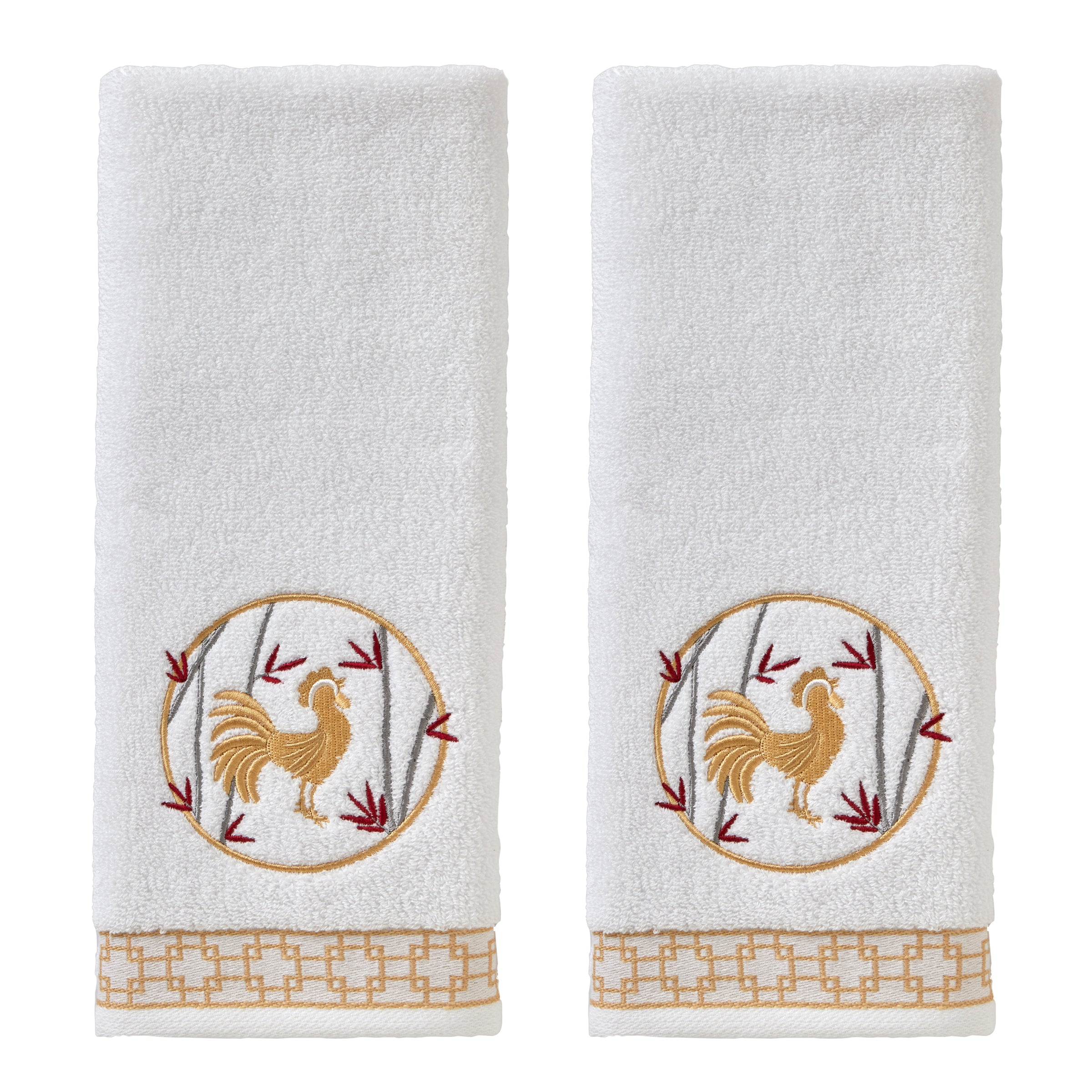 Vern Yip by SKL Home, Zodiac Rooster 2-Piece Hand Towel Set, White