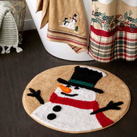 Rustic Plaid Snowman Rug, Multi