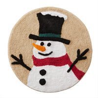 Rustic Plaid Snowman Rug, Multi