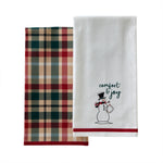 Rustic Plaid Snowman 2-Piece Dish Towel Set, Multi