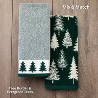 Evergreen Trees 2-Piece Hand Towel Set, Evergreen