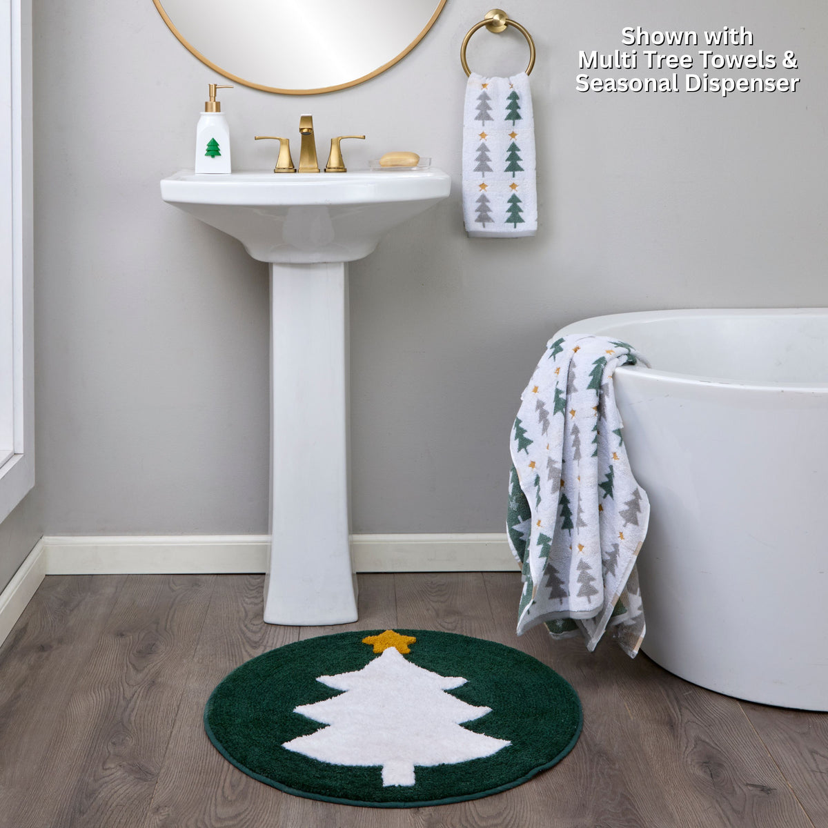 Mod Tree Bath Rug, Evergreen