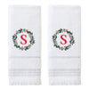 Wreath Monogram “S" 2-Piece Hand Towel Set, White