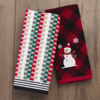 Multi Mod Stripe 2-Piece Hand Towel Set, Sage/Red Multi