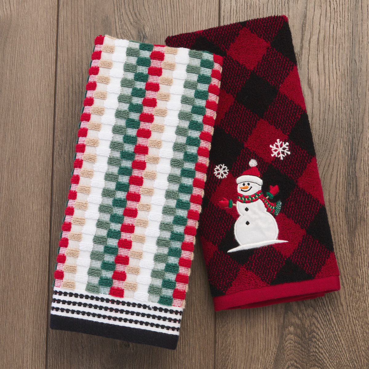 Multi Mod Stripe 2-Piece Hand Towel Set, Sage/Red Multi