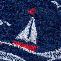 Sailboat Waves Jacquard 2-Piece Hand Towel Set, Navy