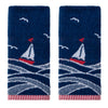 Sailboat Waves Jacquard 2-Piece Hand Towel Set, Navy