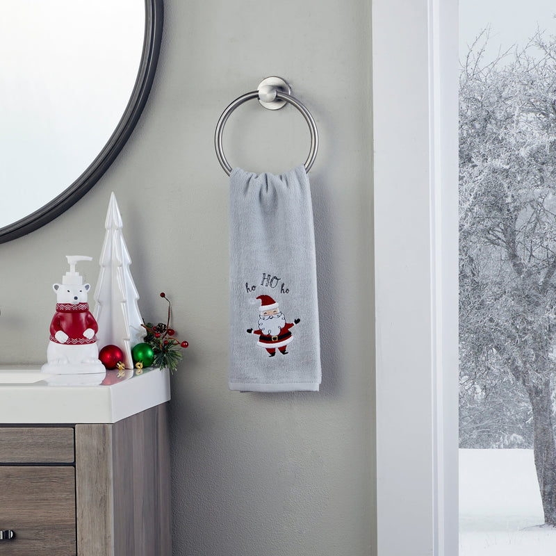 Santa 2-Piece Hand Towel Set, Gray