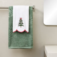 Scalloped Fancy Tree 2-Piece Hand Towel Set, White