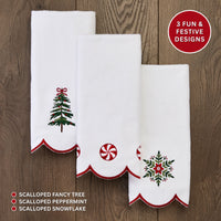 Scalloped Peppermint 2-Piece Hand Towel Set, White