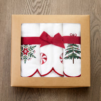 Scalloped Holiday 3-Piece Hand Towel Gift Set, White