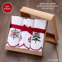 Scalloped Snowflake 2-Piece Hand Towel Set, White
