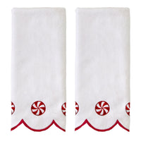 Scalloped Peppermint 2-Piece Hand Towel Set, White