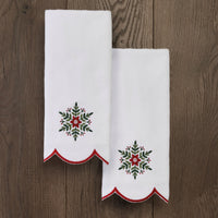 Scalloped Snowflake 2-Piece Hand Towel Set, White