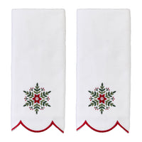 Scalloped Snowflake 2-Piece Hand Towel Set, White