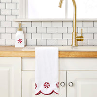 Scalloped Peppermint 2-Piece Hand Towel Set, White