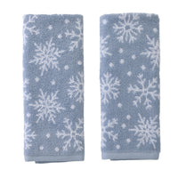Scattered Snowflakes Jacquard 2-Piece Hand Towel Set, Blue