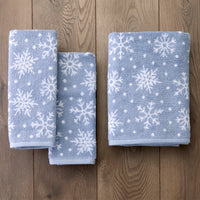 Scattered Snowflakes Jacquard 2-Piece Hand Towel Set, Blue