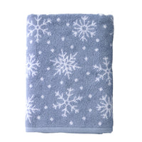 Scattered Snowflakes Jacquard Bath Towel, Blue