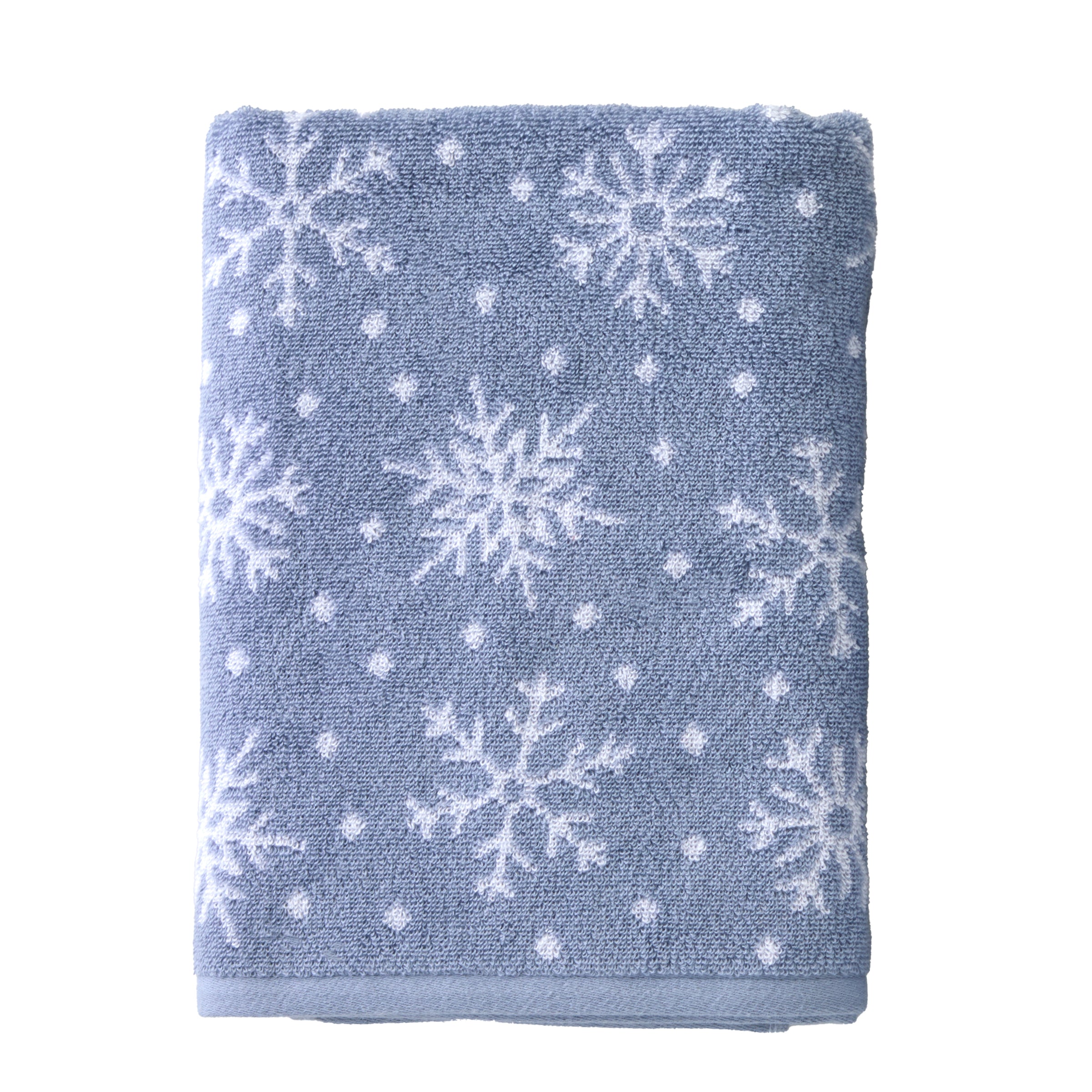 Scattered Snowflakes Jacquard Bath Towel, Blue