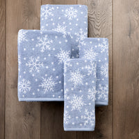 Scattered Snowflakes 4pc Bath & Hand Towel Set, Blue