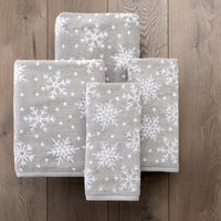 Scattered Snowflakes 4pc Bath & Hand Towel Set, Gray