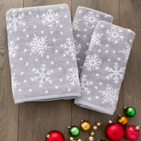 Scattered Snowflakes 2-Piece Hand Towel Set, Gray