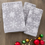 Scattered Snowflakes Jacquard Bath Towel, Gray