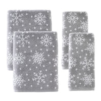 Scattered Snowflakes 4pc Bath & Hand Towel Set, Gray