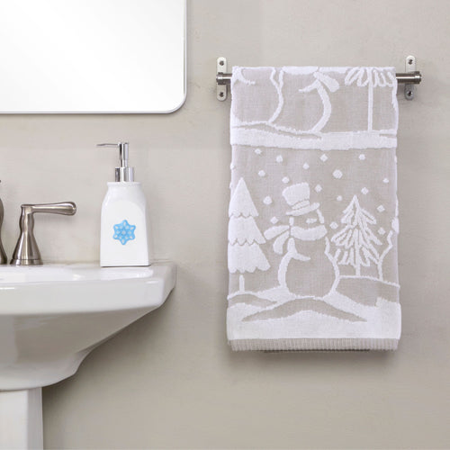 Scenic Snowman Jacquard Bath Towel, Gray